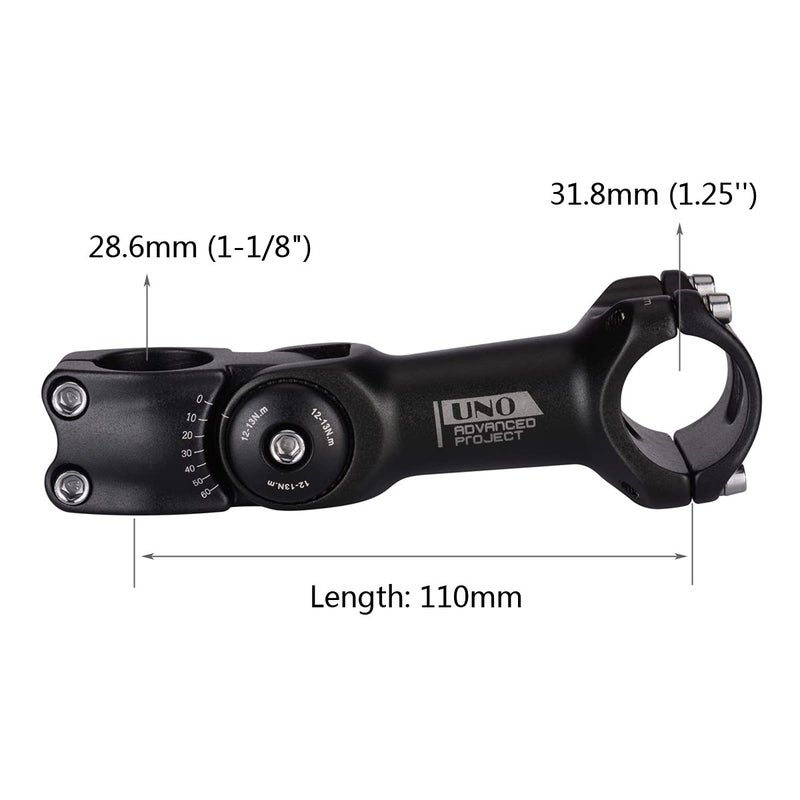 FOMTOR 31.8mm Adjustable Stem 110mm 0~60 Degree UNO 31.8mm MTB Adjustable Handlebar Stem for Most Mountain Bike Road Bike (Fit for 1.25'' Handlebar) - Image 2